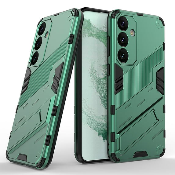 Allytechgroup Case for Samsung Galaxy S25+, Built-in Invisible Kickstand, Camera Screen Protection, Slim Lightweight Four Corners Drop Protection Shockproof Rugged PC Back Case, Green