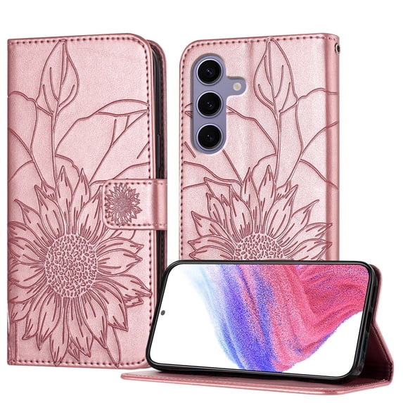Allytechgroup Case for Samsung Galaxy S25 with Credit Card Slot, PU Leather RFID Blocking Flip Wallet Phone Case Stand Shockproof Protective Back Cover for Samsung Galaxy S25, Rosegold