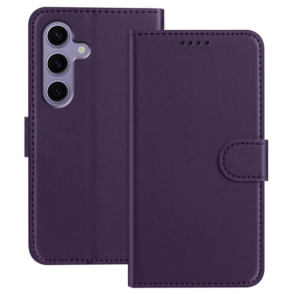 Allytechgroup Case for Samsung Galaxy S25 with Credit Card Slot, Slim Luxury PU Rugged Non-Slip Grip Shockproof Bumper Full Body Protective Cover Men Women Phone Case for Samsung Galaxy S25, Purple