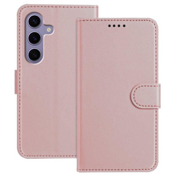 Allytechgroup Case for Samsung Galaxy S25 with Credit Card Slot, Slim Luxury PU Rugged Non-Slip Grip Shockproof Bumper Full Body Protective Cover Men Women Phone Case for Samsung Galaxy S25, Rosegold