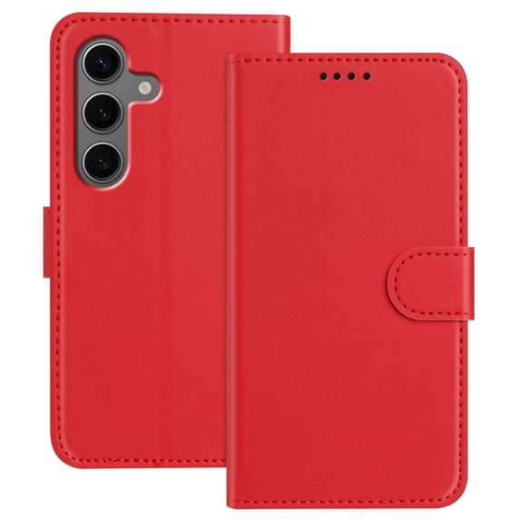 Allytechgroup Case for Samsung Galaxy S25+ with Credit Card Slot, Slim Luxury PU Rugged Non-Slip Grip Shockproof Bumper Full Body Protective Cover Men Women Phone Case for Samsung Galaxy S25+, Red