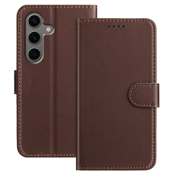 Allytechgroup Case for Samsung Galaxy S25+ with Credit Card Slot, Slim Luxury PU Rugged Non-Slip Grip Shockproof Bumper Full Body Protective Cover Men Women Phone Case for Samsung Galaxy S25+, Brown