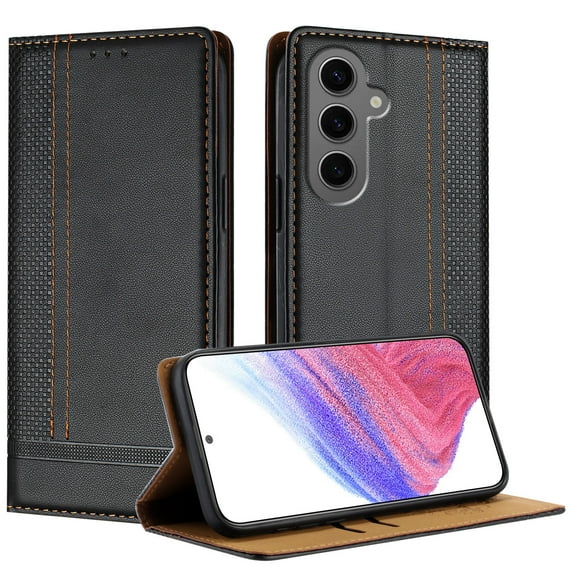 Allytechgroup Case for Samsung Galaxy S25 Edge, PU Leather Flip Wallet Phone Case RFID Blocking Built-in Credit Card Slot Shockproof Protective Back Cover for Samsung Galaxy S25 Edge, Black