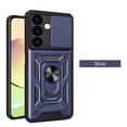 thumbnail image 1 of Allytechgroup Case for Samsung Galaxy S25 Edge,  Slim Phone Case with Slide Lens Cover, [Rotated Ring Kickstand] Heavy Duty [Military Grade Protection] Silicone Shockproof Rugged Case, Blue, 1 of 9