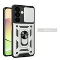 thumbnail image 1 of Allytechgroup Case for Samsung Galaxy S25 Edge,  Slim Phone Case with Slide Lens Cover, [Rotated Ring Kickstand] Heavy Duty [Military Grade Protection] Silicone Shockproof Rugged Case, Silver, 1 of 9