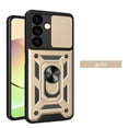 thumbnail image 1 of Allytechgroup Case for Samsung Galaxy S25,  Slim Phone Case with Slide Lens Cover, [Rotated Ring Kickstand] Heavy Duty [Military Grade Protection] Silicone Shockproof Rugged Case, Gold, 1 of 9