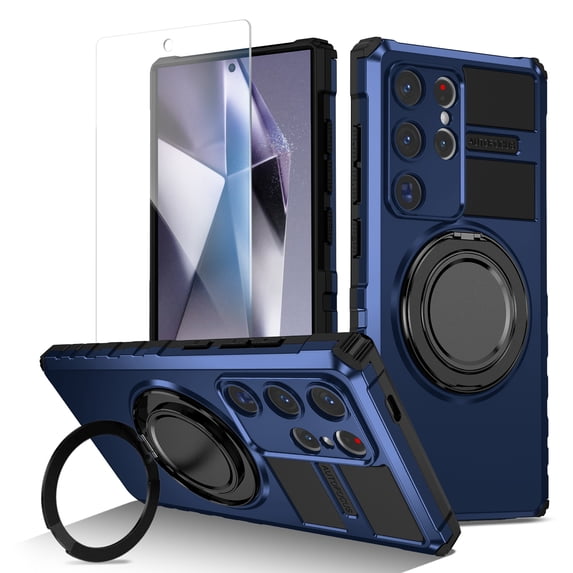 Allytechgroup Case for Samsung Galaxy S25 Ultra, 360° Rotatable Magnetic Ring Stand Military-Grade Protection Anti-Scratch & Anti-Fingerprint Slim Fit Cover for Galaxy S25 Ultra, Royalblue