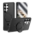 thumbnail image 1 of Allytechgroup Case for Samsung Galaxy S25 Ultra, Built-in Screen Protector Ring Holder Support Wireless Chagring Hard PC Rugged Heavy Duty Durable Cover Case Shockproof Protective, Black, 1 of 6