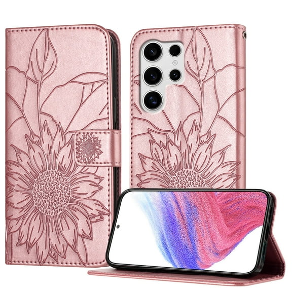 Allytechgroup Case for Samsung Galaxy S25 Ultra with Credit Card Slot, PU Leather RFID Blocking Flip Wallet Phone Case Stand Shockproof Protective Back Cover for Samsung Galaxy S25 Ultra, Rosegold