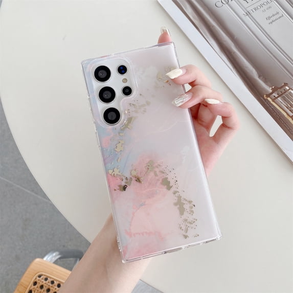 Allytechgroup Case for Samsung Galaxy S25 Ultra with Marble Pattern, Stylish Ultra Slim Lightweight Shockproof Anti-Scratch Case for Women Girls, Soft TPU Bumper PC Back Cover, H