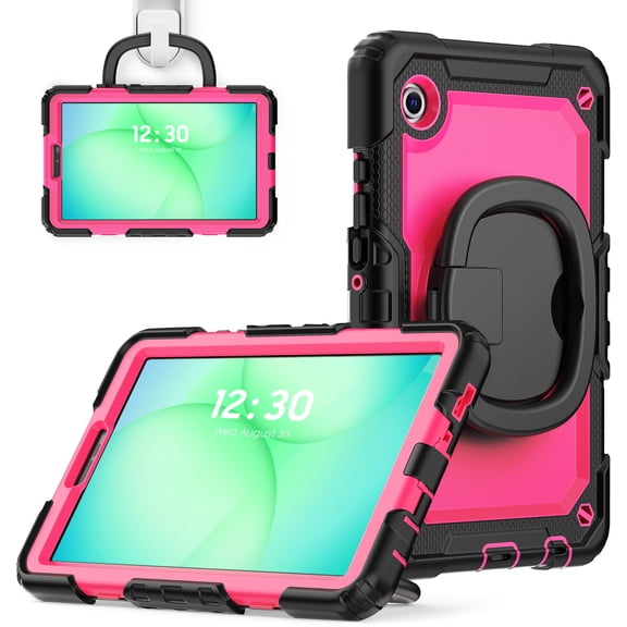 Allytechgroup Case for Samsung Galaxy Tab A11 Plus 2025/ Tab A9 Plus 2023 11 inch, Built-in Screen Protection & Kickstand Military Grade Drop Protection Shockproof Case for Women Men, RoseBlack