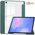 thumbnail image 1 of Allytechgroup Case for Samsung Galaxy Tab S10 FE+ Plus 13.1 Inch 2025, PU Leather Auto Sleep Wake Trifold Stand with Clear Back Cover Shockproof Tablet Case with S Pen Holder,Green, 1 of 8