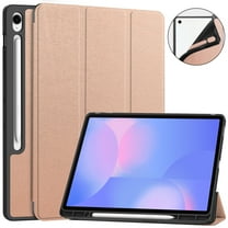 Allytechgroup Case for Samsung Galaxy Tab S10 FE  Plus 13.1 Inch 2025 SM-X620 X626B, Trifold Stand Slim Fit with S Pen Holder Cover Auto Sleep Wake Protective PU Leather TPU Inner Shell, Rosegold