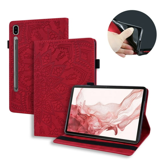 Allytechgroup Case for Samsung Galaxy Tab S11 11 Inch 2025 SM-X730/X736B, PU Leather Slim Lightweight Shell with Card Holder Non-Slip Shockproof Bumper for Galaxy Tab S11 11 Inch 2025, Red