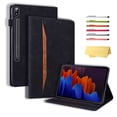 thumbnail image 1 of Allytechgroup Case for Samsung Galaxy Tab S9 FE+ / S9 FE Plus 12.4 inch with Pencil Holder Stand PU Leather Protective Case & Soft TPU Back Shell Shockproof Folio Wallet Cover with Card Slots, Black, 1 of 7