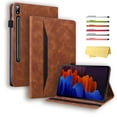 thumbnail image 1 of Allytechgroup Case for Samsung Galaxy Tab S9 FE+ / S9 FE Plus 12.4 inch with Pencil Holder Stand PU Leather Protective Case & Soft TPU Back Shell Shockproof Folio Wallet Cover with Card Slots, Brown, 1 of 6