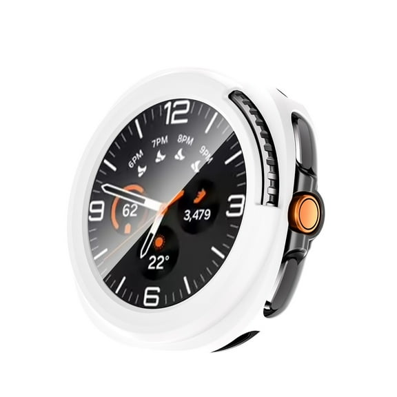 Allytechgroup Case for Samsung Galaxy Watch 8 Classic 46mm with Screen Protection, Shock-Absorbent Hard PC Shell Anti-Scratch Slim Fit Frame Shockproof Protective Cover for Women Men, White