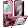 thumbnail image 1 of Allytechgroup Case for Samsung Galaxy Z Flip 6 with 1 Pack Screen Protector, Military Grade Protective Anti-Slip Bumper Drop Proof Dual Layers TPU PC Back Case for Samsung Galaxy Z Flip 6, Rose, 1 of 9