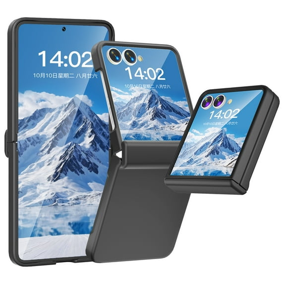 Allytechgroup Case for Samsung Galaxy Z Flip 7 with Built-In Tempered Glass, Slim Non-Slip Grip Shock-Absorbent Hinge Protection Wireless Charging Compatible for Samsung Galaxy Z Flip 7, Black