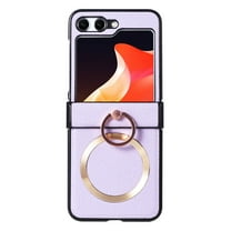 Allytechgroup Case for Samsung Galaxy Z Flip 7,Shockproof Leather Magnetic Mag Safe Case Ring Holder Kickstand Wireless Charging Cover for Galaxy Z Flip 7, Purple