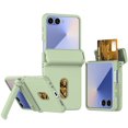 thumbnail image 1 of Allytechgroup Case for Samsung Galaxy Z Flip 7, Shockproof Plastic Flip Cover with Card Slot, Built-in Kickstand Anti-Scratch & Drop Protection Foldable Phone Accessory for Women Men, Lightgreen, 1 of 7
