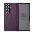 thumbnail image 1 of Allytechgroup Case for Samsung Galaxy Z Fold 3 with Screen Protector & Hinge Protection, Compatible with MagSafe Slim PU Leather Lightweight Shockproof Protective Wireless Charging Phone Shell, Purple, 1 of 12