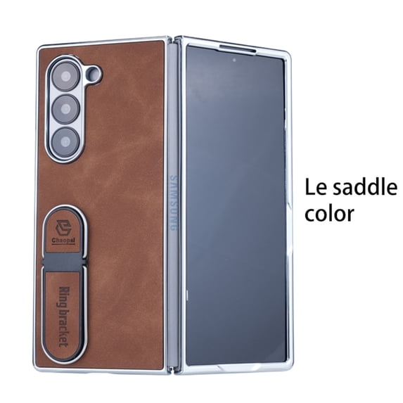 Allytechgroup Case for Samsung Galaxy Z Fold 6 with Stand, PU Leather Slim Lightweight Case with Kickstand Shokcproof Protective Back Cover for Samsung Galaxy Z Fold 6, Brown