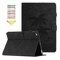 Allytechgroup Case for iPad 6th/5th Generation 9.7 inch 2018/2017 & iPad Air 2/Air 1,with Stand/Pencil Holder/Pockets/Magnetic Smart PU Leather Embossed Flower Wallet [Auto Wake/Sleep] Cover, Black