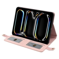 Allytechgroup Case for iPad 9th/8th/7th Generation Case 10.2" with Pencil Holder,Premium PU Leather Business Folio Stand Smart Cover with Shoulder/Hand Strap Card Slots Wallet Case, Pink