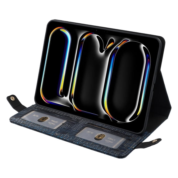 Allytechgroup Case for iPad 9th/8th/7th Generation Case 10.2" with Pencil Holder,Premium PU Leather Business Folio Stand Smart Cover with Shoulder/Hand Strap Card Slots Wallet Case, Blue