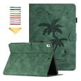 thumbnail image 1 of Allytechgroup Case for iPad 9th/8th/7th Generation with Stand/Pencil Holder/Pockets/Magnetic Smart PU Leather Embossed Flower Wallet [Auto Wake/Sleep] Cover for iPad 10.2 inch 2021/2020/2019, Green, 1 of 10
