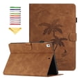 thumbnail image 1 of Allytechgroup Case for iPad 9th Generation 10.2" with Stand/ Pencil Holder/Card Pockets/Magnetic Smart PU Leather Embossed Flower Folio Wallet [Auto Wake/Sleep] Cover for iPad 10.2 inch 2021, Brown, 1 of 10