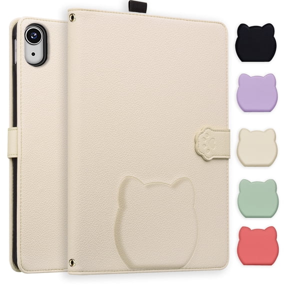 Allytechgroup Case for iPad (A16) 11th/10th Generation Case 2025/2022, Slim Lightweight Shell PU Leather Shockproof Protective Cover with Auto Sleep/Wake & Credit Card Slot for Women Girls, White