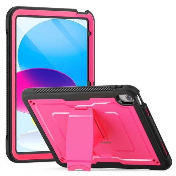 Allytechgroup Case for iPad (A16) 11th Gen 11 inch 2025/iPad 10th Gen 10.9 inch 2022 with Pencil Holder/Kickstand Hard PC + Soft TPE Bumper Rugged stand Shockproof Heavy Duty Protection Cover, Rose