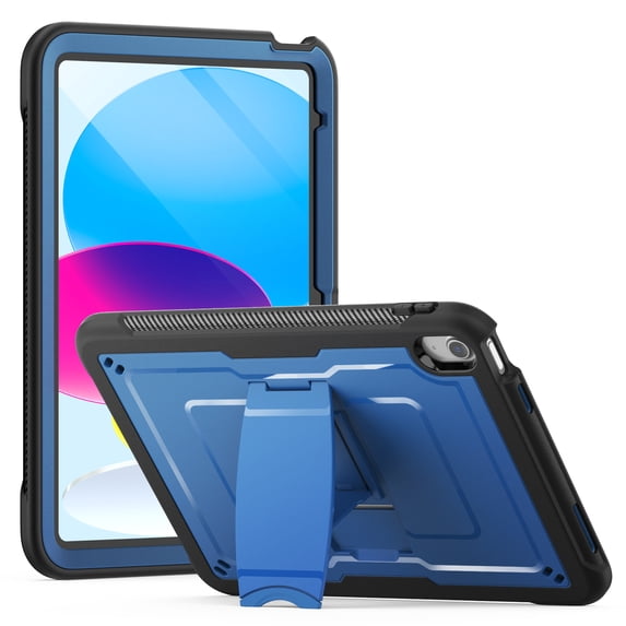 Allytechgroup Case for iPad A16 11th Gen 11 inch 2025/iPad 10th Gen 10.9 inch 2022 with Pencil Holder/Kickstand Hard PC + Soft TPE Bumper Rugged stand Shockproof Heavy Duty Protection Cover,Navyblue