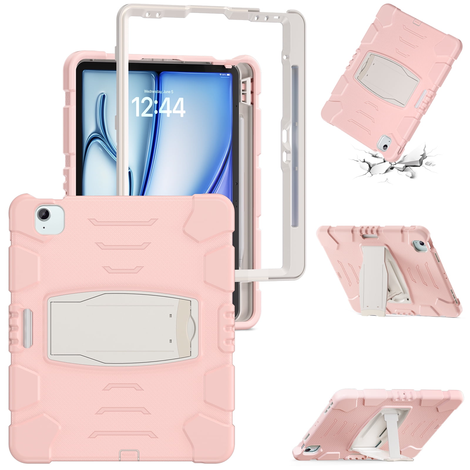 Allytechgroup Case for iPad Air 13-inch M4/M3/M2 (2026/2025/2024),  Hard PC Case with Pencil Holder & Kickstand Shockproof Protective Back Cover for iPad Air 13 Inch, Cherryblossomspink