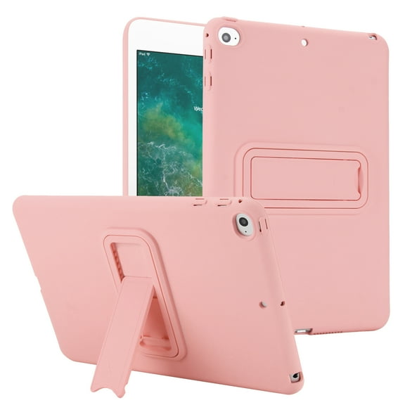 Allytechgroup Case for iPad Mini 5/4 with Kickstand, Built-in Stylus & Cleaning Cloth in Random Color Slim Lightweight Military Grade Drop Protection Shockproof Back Cover for Women Men, Pink