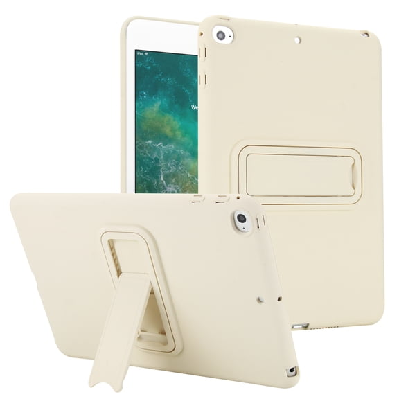 Allytechgroup Case for iPad Mini 5/4 with Kickstand, Built-in Stylus & Cleaning Cloth in Random Color Slim Lightweight Military Grade Drop Protection Shockproof Back Cover for Women Men, Beige