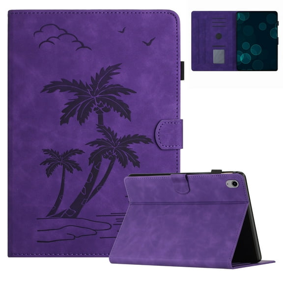 Allytechgroup Case for iPad Mini 7 A17 Pro 2024 & iPad Mini 6 2021 8.3 inch with Stand/Pencil Holder/Pockets/Smart PU Leather Embossed Flower [Auto Wake/Sleep] Cover for iPad Mini 7th/6th Gen, Purple
