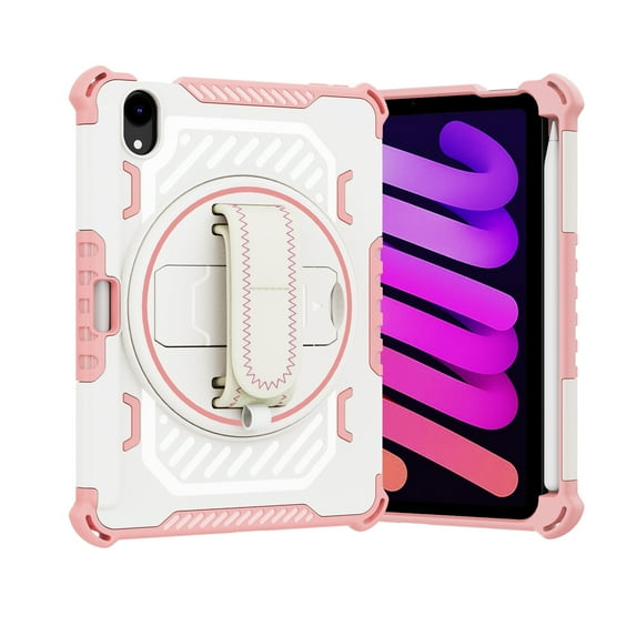 Allytechgroup Case for iPad Mini 7th/6th Generation 8.3", Shockproof Case with Pencil Holder Kickstand Military Grade Drop Protection for iPad Mini 7 (A17 Pro) 2024/ Mini 6 8.3", Pink