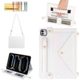 thumbnail image 1 of Allytechgroup Case for iPad Pro 11 2024, Folio Stand PU Leather Crossbody Cover with Pencil Holder+Card Slots Wallet Case with Shoulder Strap+Hand Strap for iPad Pro 11 inch M4 2024, White, 1 of 10