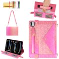 thumbnail image 1 of Allytechgroup Case for iPad Pro 11 2024, Folio Stand PU Leather Crossbody Cover with Pencil Holder+Card Slots Wallet Case with Shoulder Strap+Hand Strap for iPad Pro 11 inch M4 2024, Rose, 1 of 10