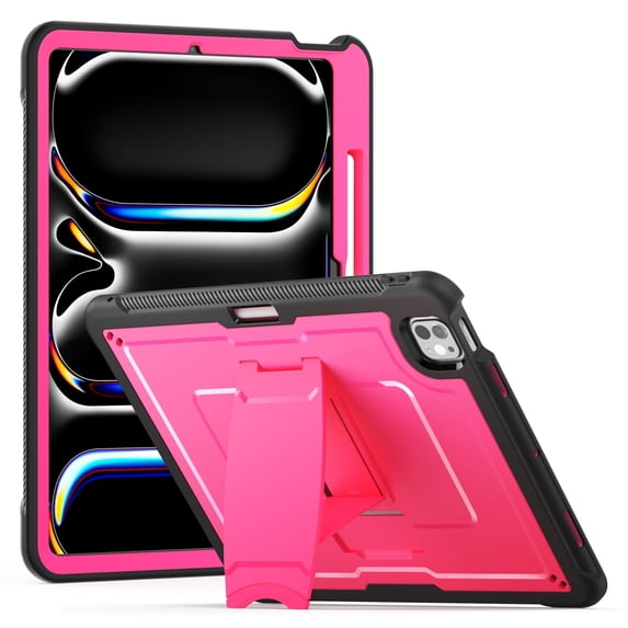 Allytechgroup Case for iPad Pro 11 inch M4 2024 (Model: A2836 A2837 A3006) with Pencil Holder/Support Pencil 2nd/Magnetic Attachment Wireless Charging Kickstand Hard PC Soft TPU Stand Cover, Rose