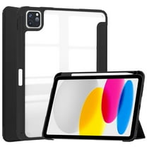 Allytechgroup Case for iPad Pro 12.9 inch Tablet (6th/5th/4th/3rd Generation, 2022/2021/2020/2018) Smart Case with Pencil Holder [Auto Sleep/Wake] Transparent Clear Shockproof Back Cover, Black