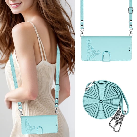 Allytechgroup Case for iPhone 11, RFID Blocking PU Leather Wallet Flip Case with Cards Holder Crossbody Shoulder Strap Shockproof Multi-functional Phone Case for iPhone 11, Mint