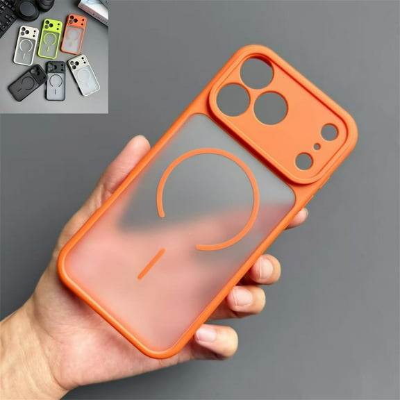 Allytechgroup Case for iPhone 12 Pro,[Compatible with MagSafe] Magnetic Wireless Charging Shell Translucent Frosted Clear Lightweigt Shockproof Hard Bumper Soft TPU Shockproof Back Cover, Orange