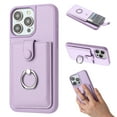 thumbnail image 1 of Allytechgroup Case for iPhone 12 Pro Max, 360 Rotating Ring Kickstand Wallet Phone Case with Card Slots [Magnetic Button Closure] Slim PU Leather Soft TPU Shockproof Bumper Stand Back Cover, Purple, 1 of 17