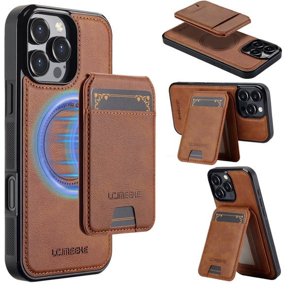 Allytechgroup Case for iPhone 13 Mini, PU Leather 2 In 1 Wallet Stand Case with Detachable Card Holder Support Wireless Charging Shockproof Magnetic Back Cover for iPhone 13 Mini, Brown