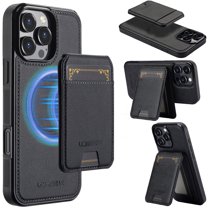 Allytechgroup Case for iPhone 13 Mini, PU Leather 2 In 1 Wallet Stand Case with Detachable Card Holder Support Wireless Charging Shockproof Magnetic Back Cover for iPhone 13 Mini, Black