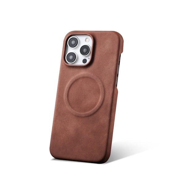 Allytechgroup Case for iPhone 13 Pro Max Compatible with MagSafe for Women Men, Shockproof Slim Thin Retro PU Leather Lightweight Case for iPhone 13 Pro Max - Brown